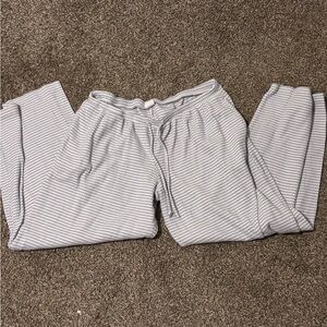 Hollister Cozy Waffle Knit Lounge Pants - Light Gray Stripe